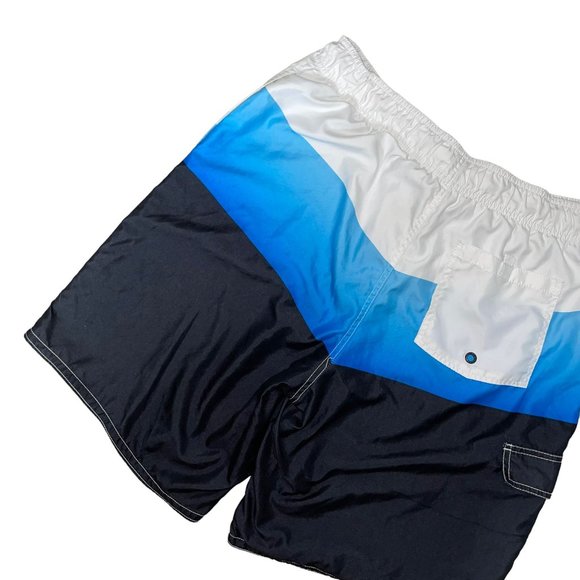 Ocean Pacific OP Swim Trunks Mens L 36 38 Blue Striped Mesh Pocket Logo Swimwear - Picture 6 of 9